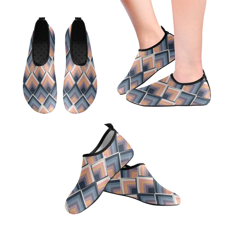 Kid's Blue-Pink Scales Geometrical Print Barefoot Shoes