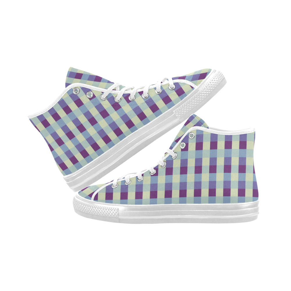 Women's Checkers Print Canvas High Top Shoes
