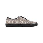 Women's Big Size Peach-Brown Snake Print Low Top Canvas Shoes