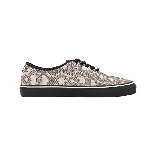 Women's Big Size Peach-Brown Snake Print Low Top Canvas Shoes