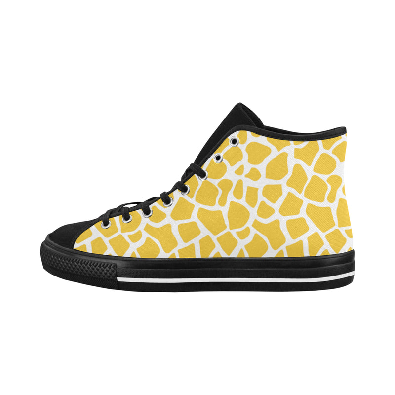 Women's Yellow Giraffe Print High Top Canvas Shoes