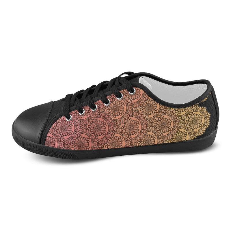 Men's Salmon Gradient Mandala Print Canvas Low Top Shoes