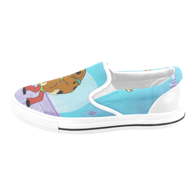 Scared Scooby-Doo & Shaggy Print Canvas Slip On Shoes
