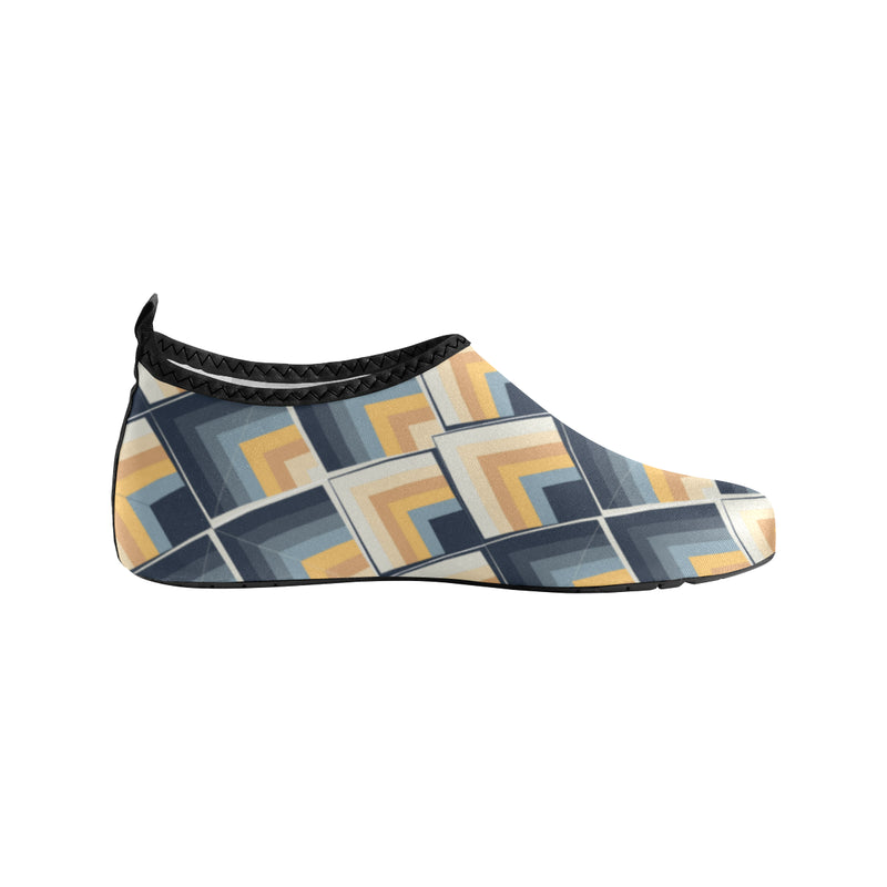 Men's Blue-Yellow Scales Geometrical Print Barefoot Canvas Shoes