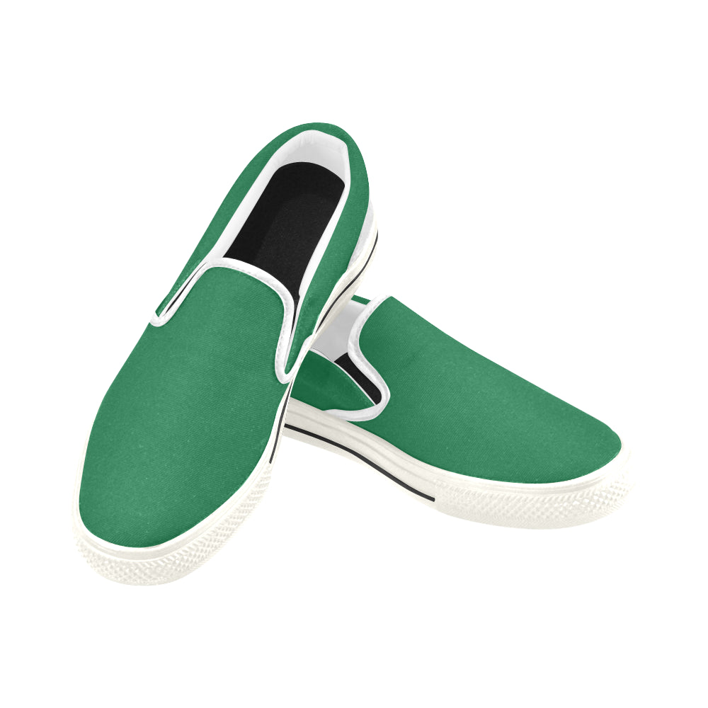 Women's Parrot Green Solids Print Canvas Slip-on Shoes