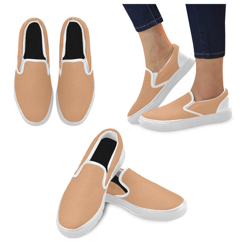 Women's Big Size Zesty Orange Solids Print Slip-on Canvas Shoes