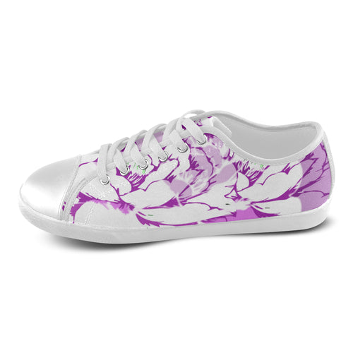 Women's Lilac Floral Print Canvas Low Top Shoes