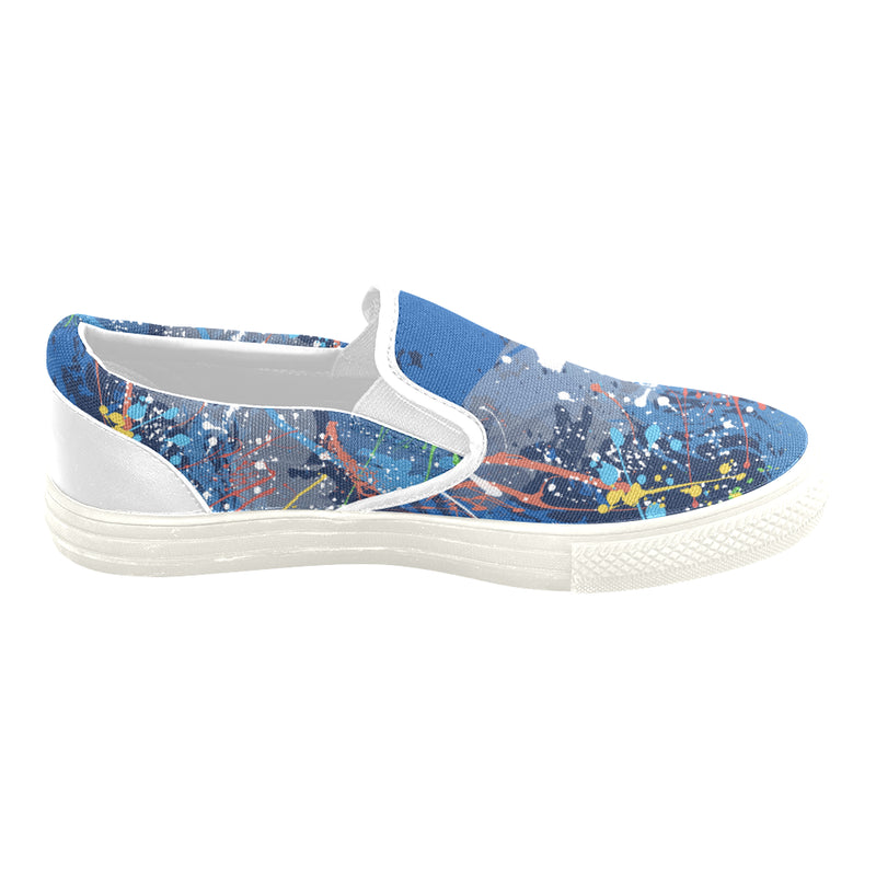 Men's Aquatic Paint Splatter Print Canvas Slip-on Shoes