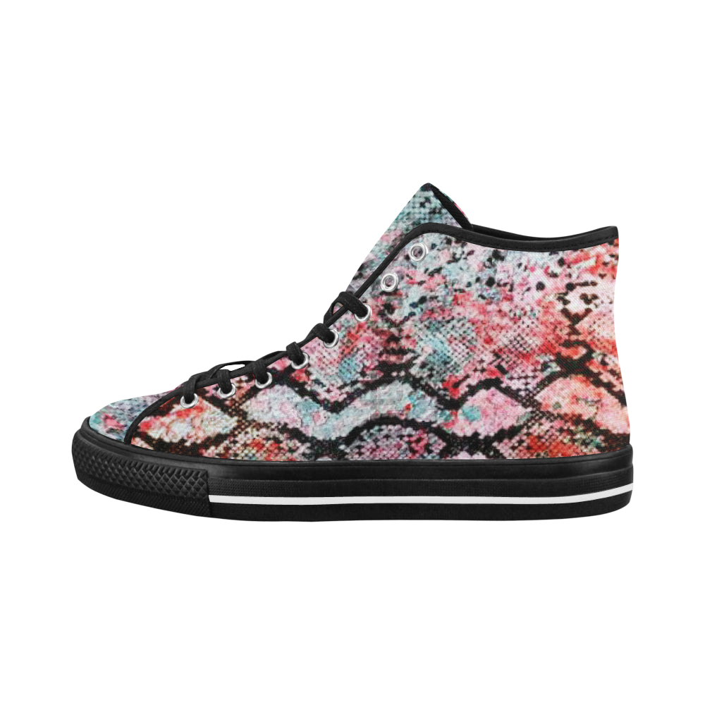 Women's Snake Print Canvas High Top Shoes