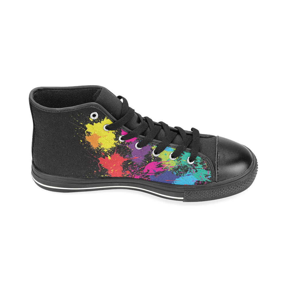 Men's Holi Paint Splatter Print Canvas High Top Shoes