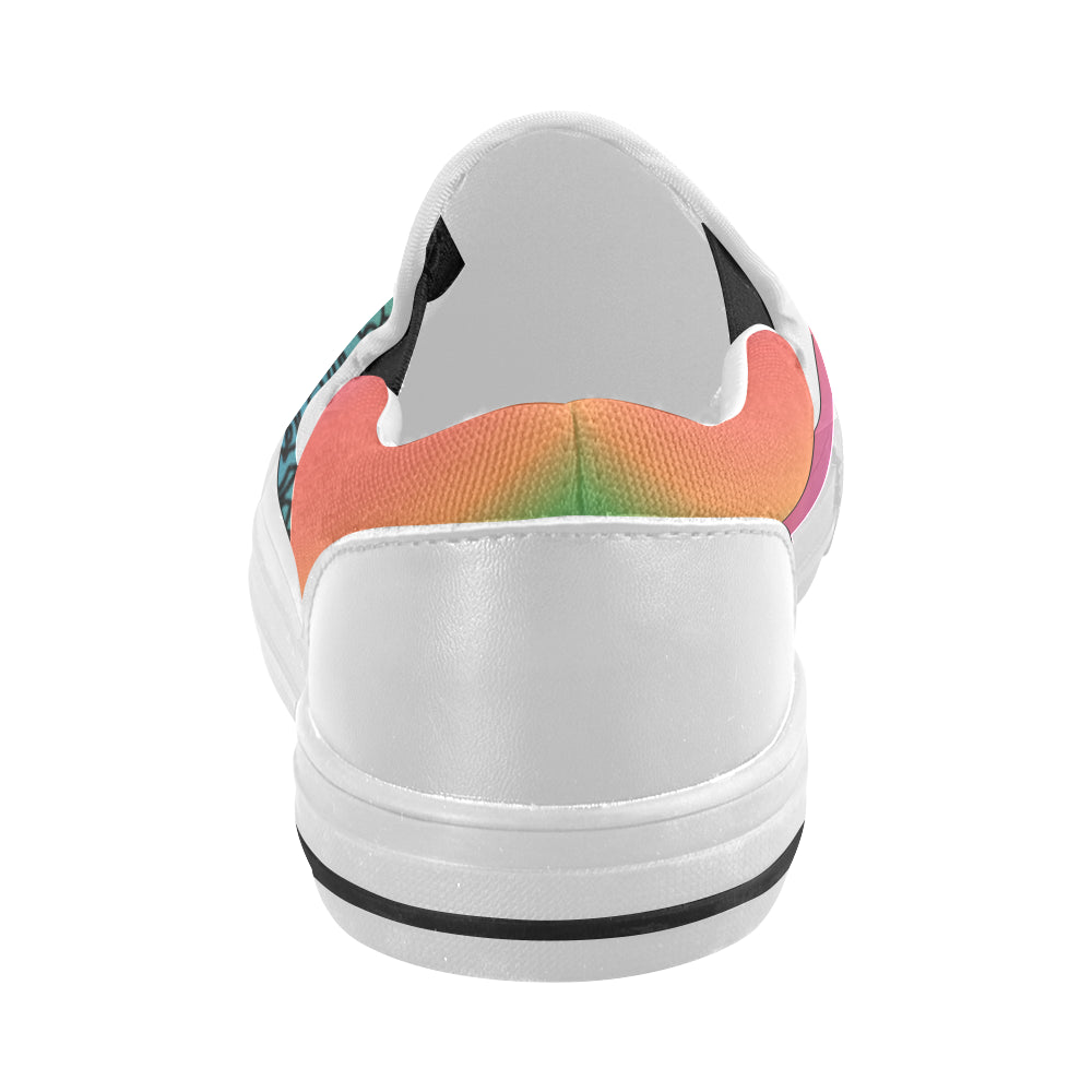 Women's Doodled Mandala Print Canvas Slip-on Shoes