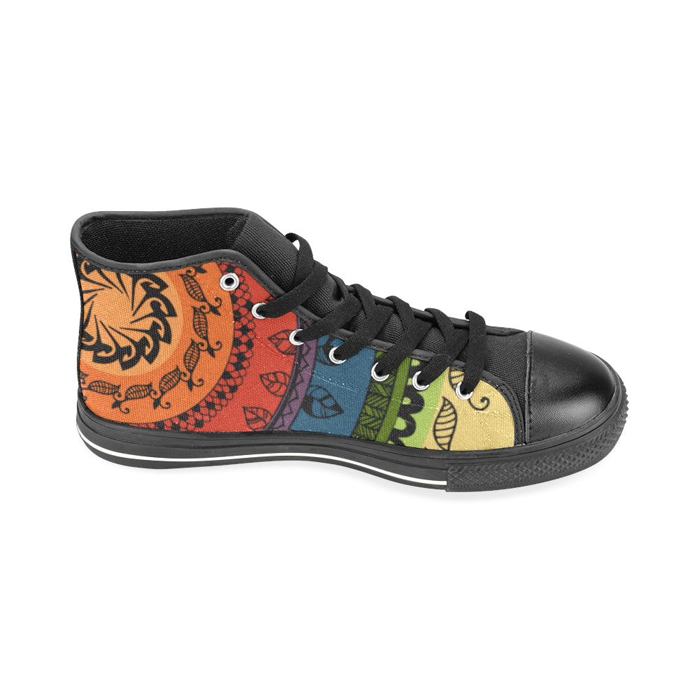Men's Folksy Mandala Print Canvas High Top Shoes