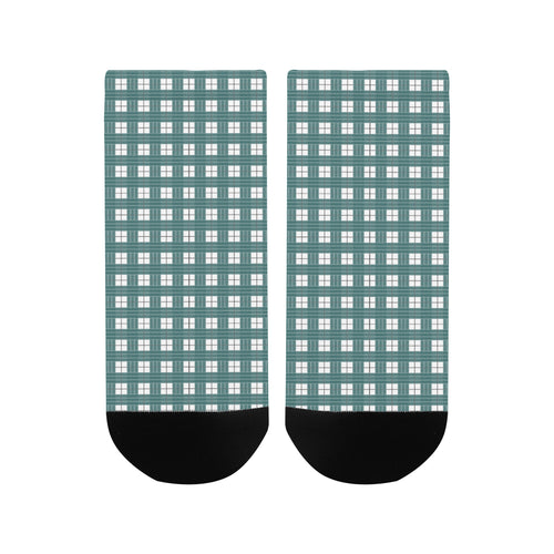 Men's Green-White Checkers Print Anklet Socks