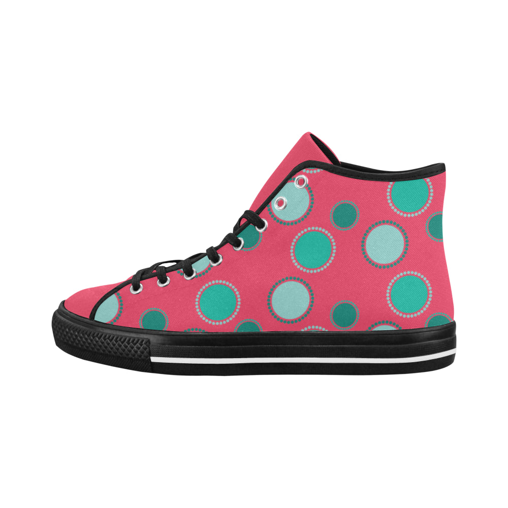 Women's Polka Dots Print Canvas High Top Shoes