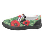 Men's Big Size Pop Red Floral Print Canvas Slip-on Shoes