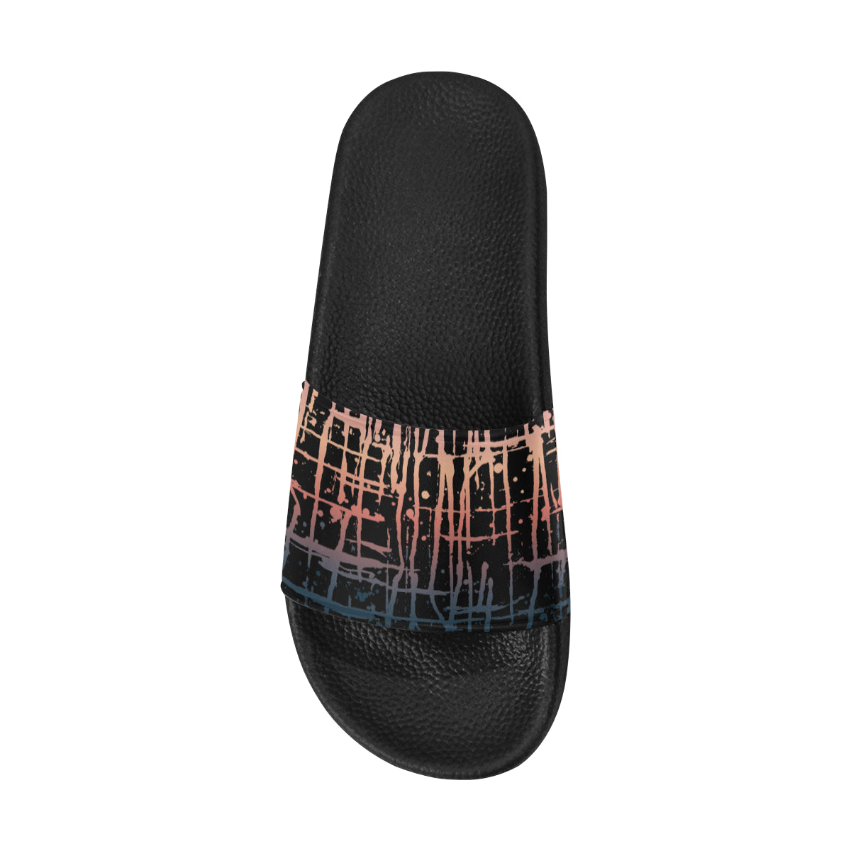 Men's Dark Criss Cross Paint Splatter Print Sliders Sandal