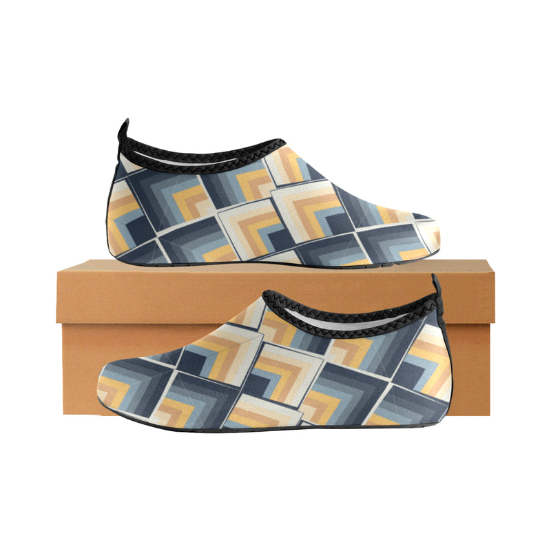 Kid's Blue-Yellow Scales Geometrical Print Barefoot Shoes