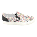 Men's Big Size Tangled Doodle Print Canvas Slip-on Shoes
