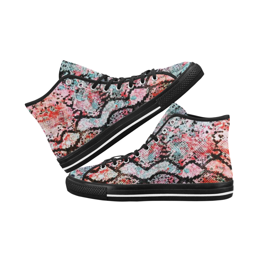Women's Snake Print Canvas High Top Shoes