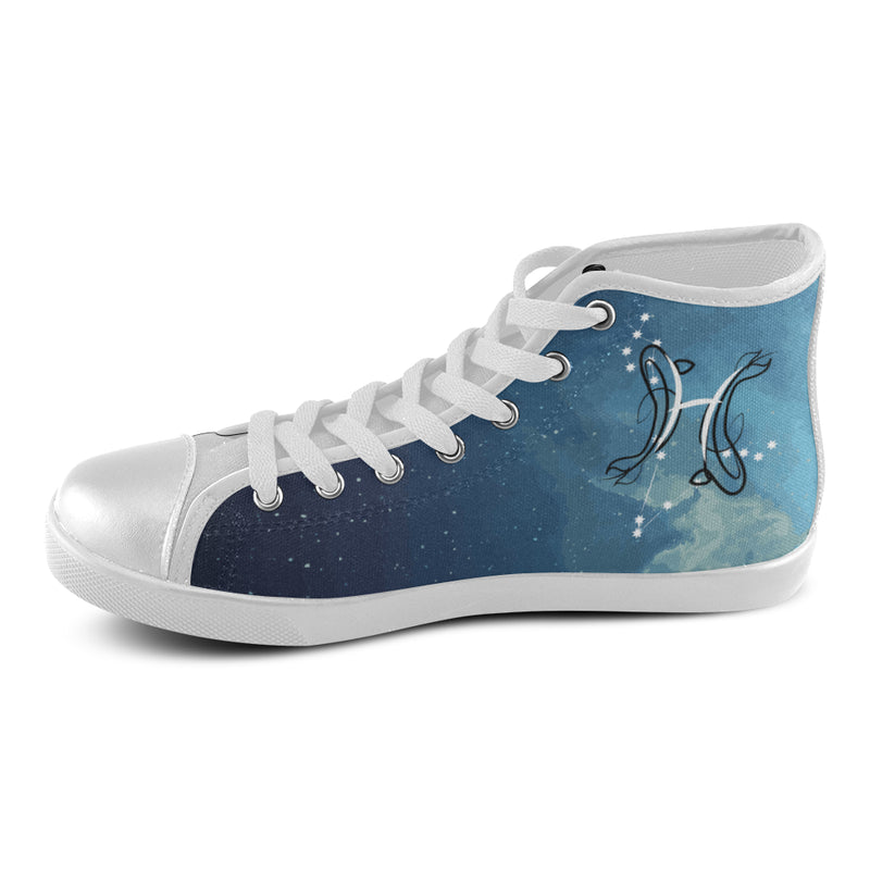 Women's Pisces Constellation Zodiac Print Canvas High Top Shoes