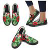 Men's Pop Red Floral Print Canvas Slip-on Shoes