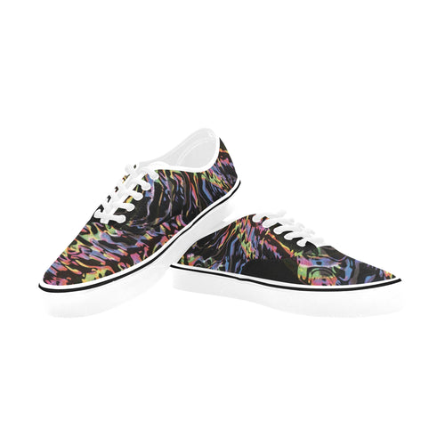Men's Dark Psychedelic Print Canvas Low Top Shoes