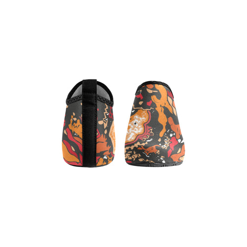 Men's Flames Doodle Print Canvas Barefoot Shoes