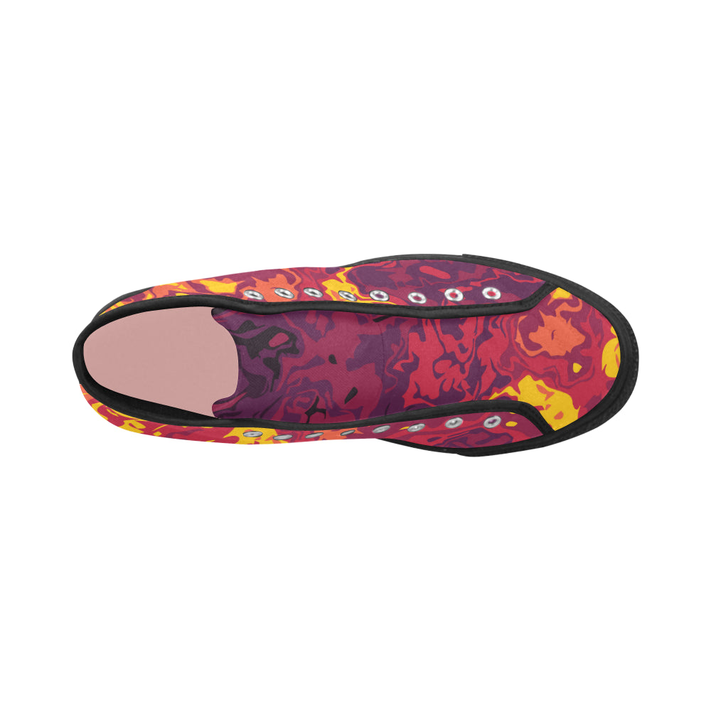 Women's Fiery Camouflage Print Canvas High Top Shoes