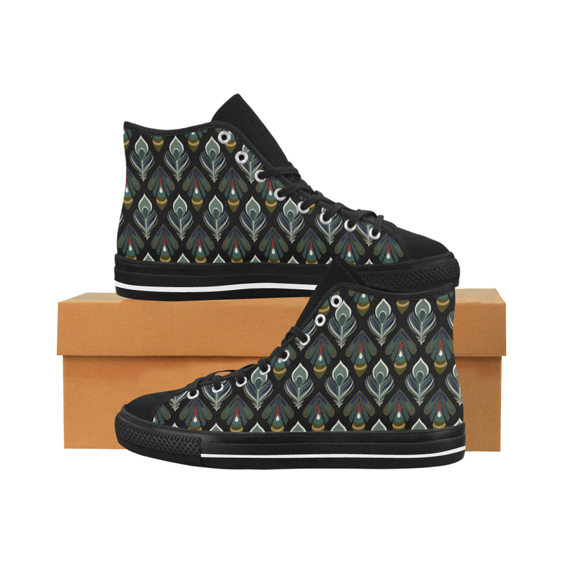 Women's Peacock Print High Top Canvas Shoes