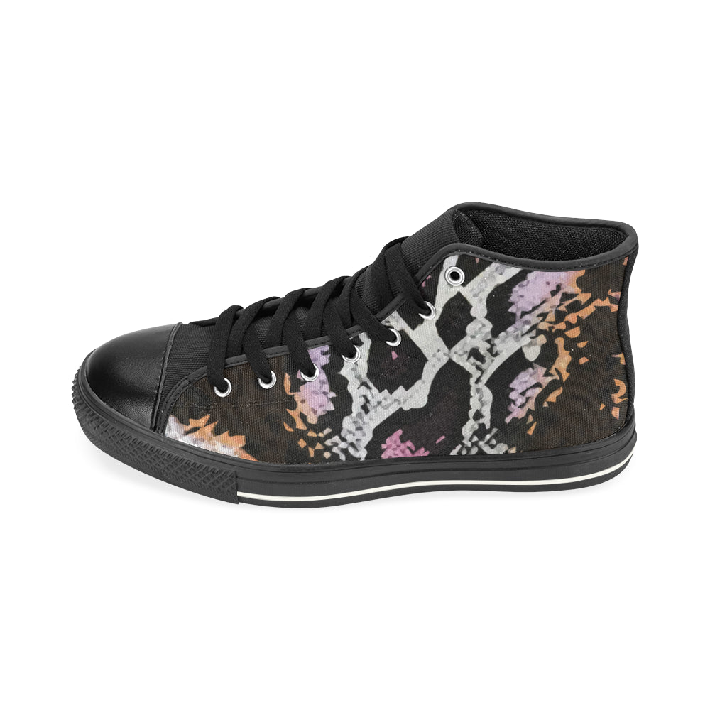 Men's Snake Print Canvas High Top Shoes