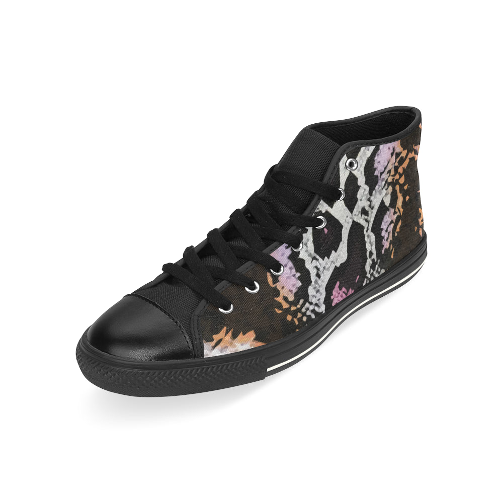Men's Snake Print Canvas High Top Shoes