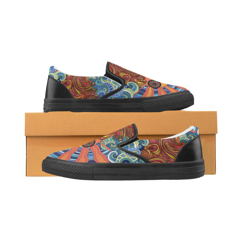 Women's Trippy Sun Psychedelic Print Canvas Slip-on Shoes