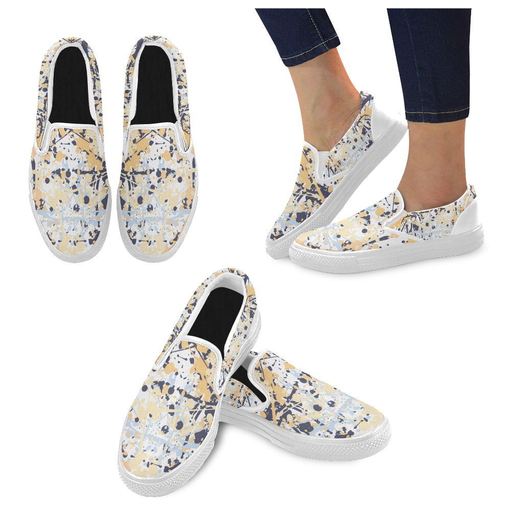 Men's Paint Splatter Dark Print Canvas Slip-on Shoes