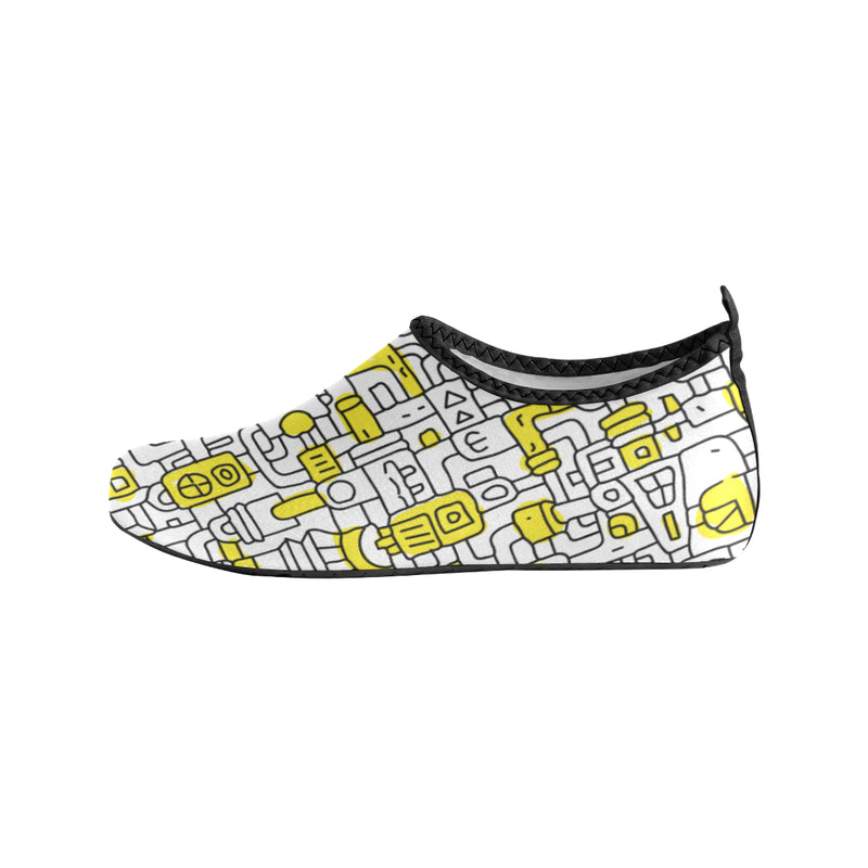 Kid's Pop Yellow Doodle Print Canvas Barefoot Shoes