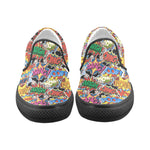 Women's Comic Bubbles Pop Art Print Canvas Slip on Shoes