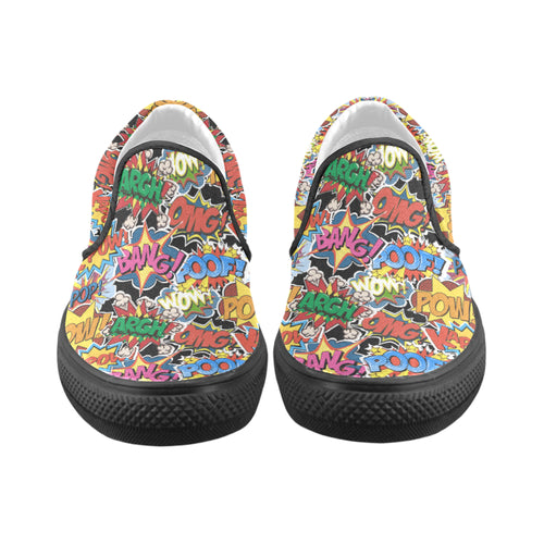 Women's Comic Bubbles Pop Art Print Canvas Slip on Shoes