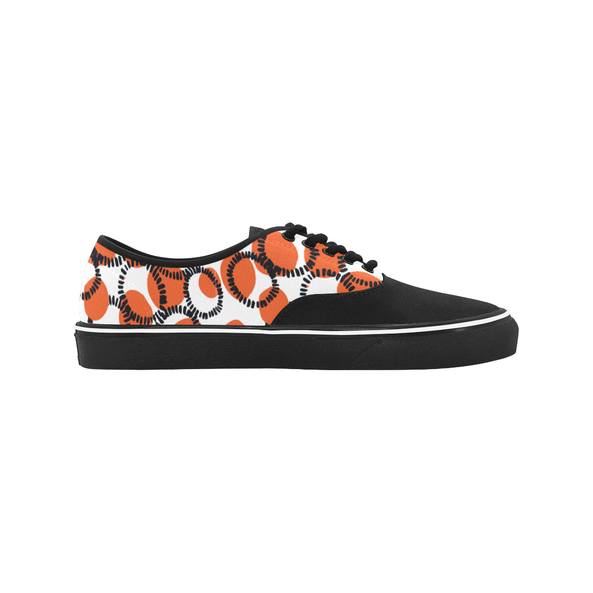 Men's Orange Polka Print Canvas Low Top Shoes