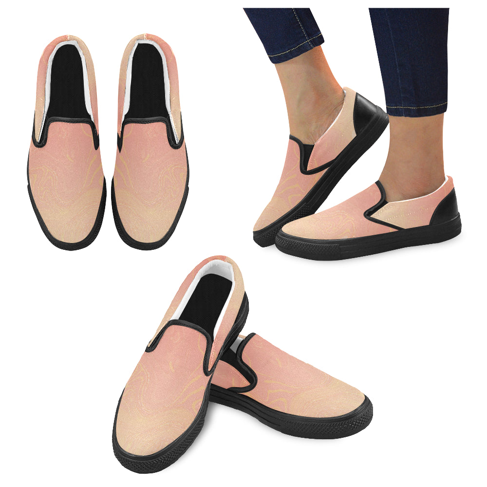Men's Peach Solid Print Canvas Slip-on Shoes