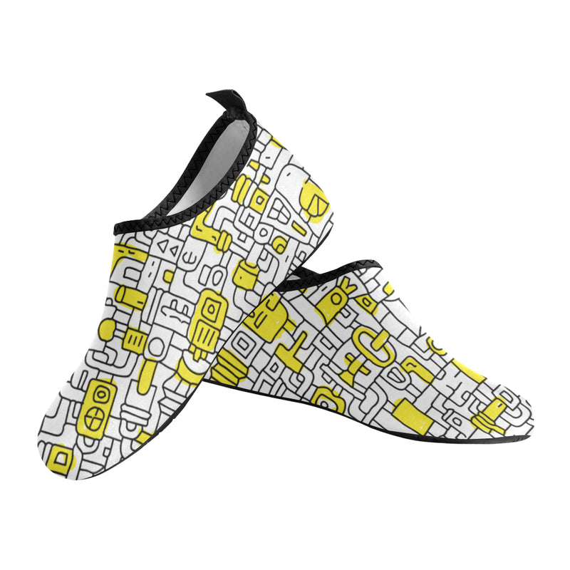 Kid's Pop Yellow Doodle Print Canvas Barefoot Shoes