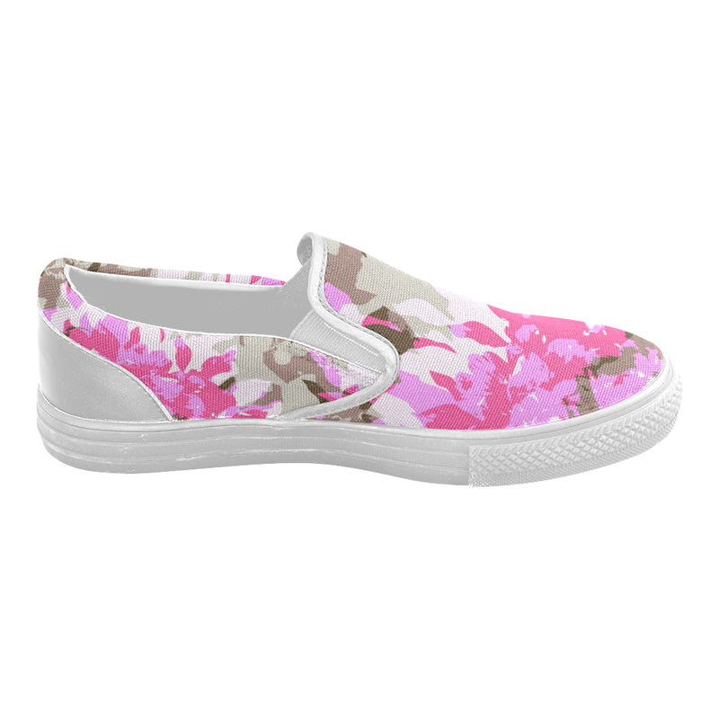 Women's Pink Floral Print Canvas Slip-on Shoes