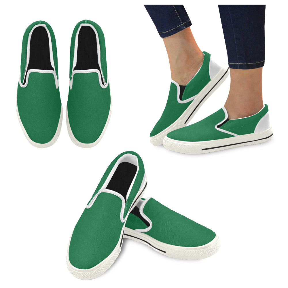 Women's Parrot Green Solids Print Canvas Slip-on Shoes