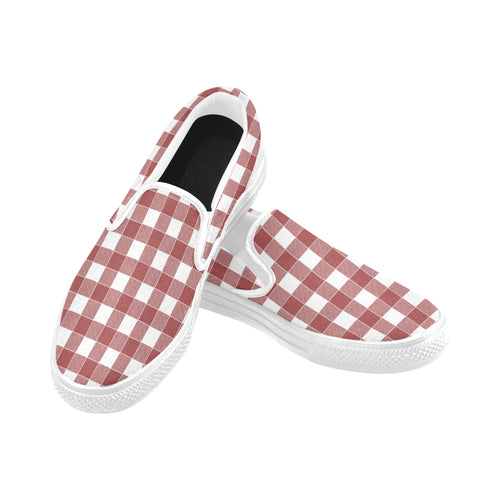 Kids's Red Checkers Print Canvas Slip-on Shoes