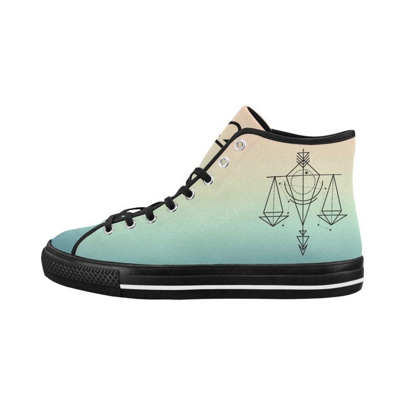 Men's Libra Scales Zodiac Print Canvas High Top Shoes