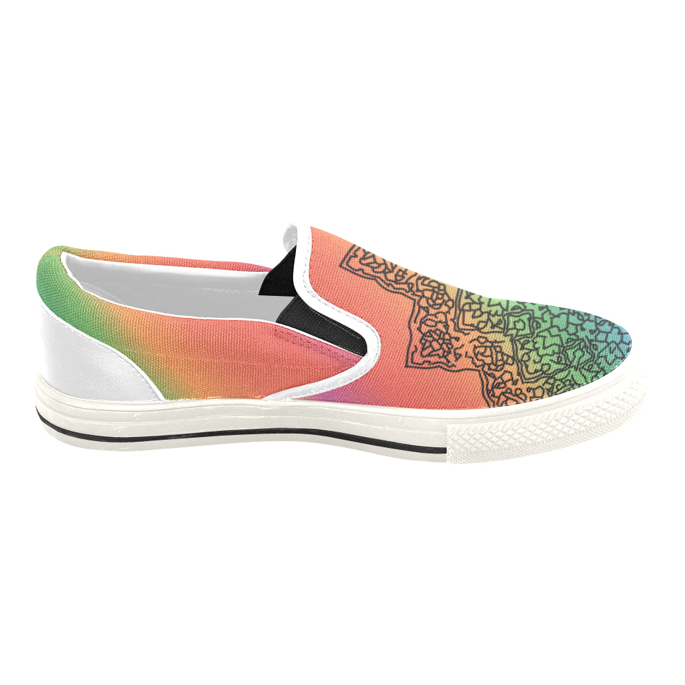 Men's Doodled Mandala Print Canvas Slip-on Shoes