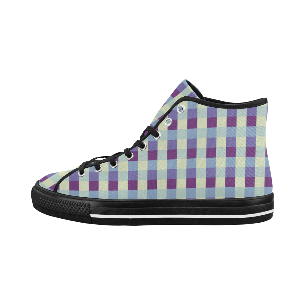 Women's Checkers Print Canvas High Top Shoes