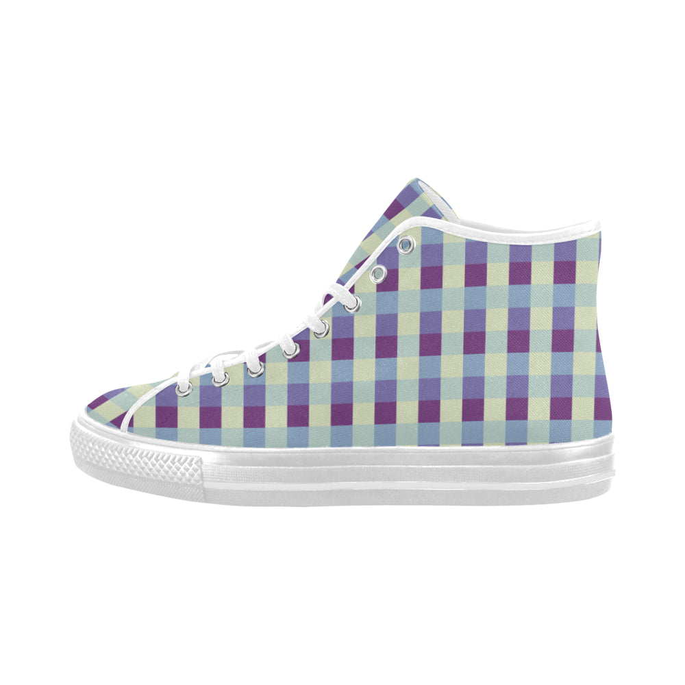 Women's Checkers Print Canvas High Top Shoes