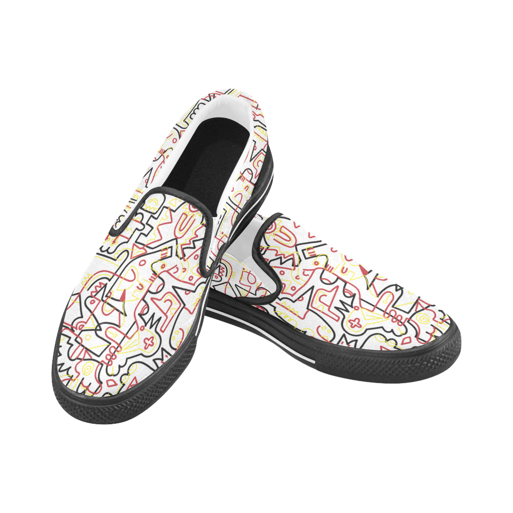 Women's Tangled Doodle Print Canvas Slip-on Shoes