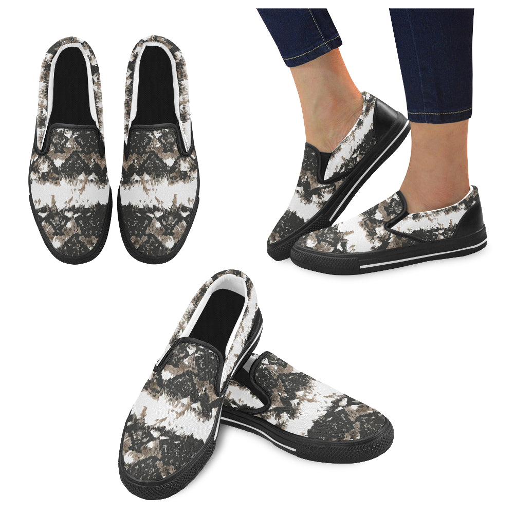 Men's Snake Print Canvas Slip-on Shoes