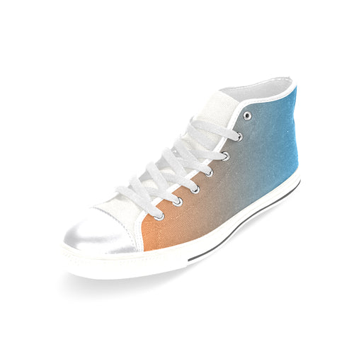 Women's Bluish Orange Solids Print Canvas High Top Shoes