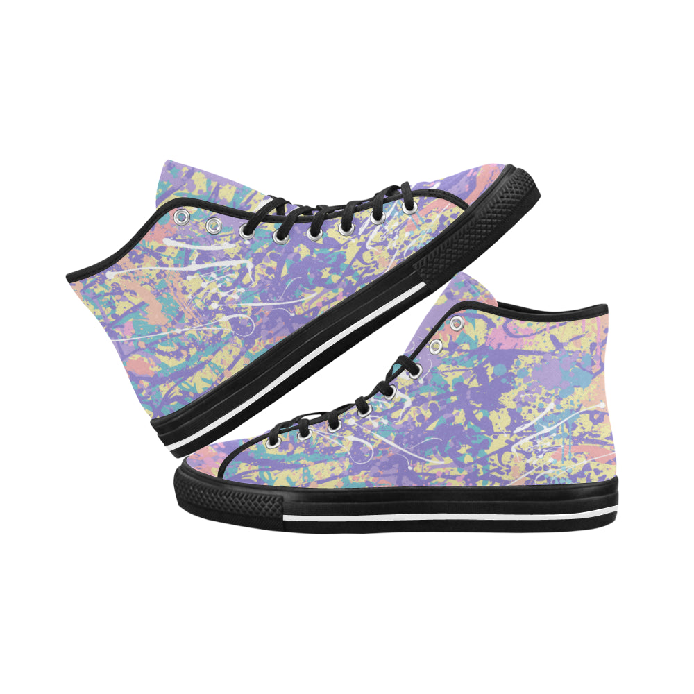 Women's Pastel Shades Paint Splatter Print Canvas High Top Shoes
